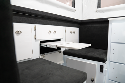 Café style seating with slide out bi-fold table